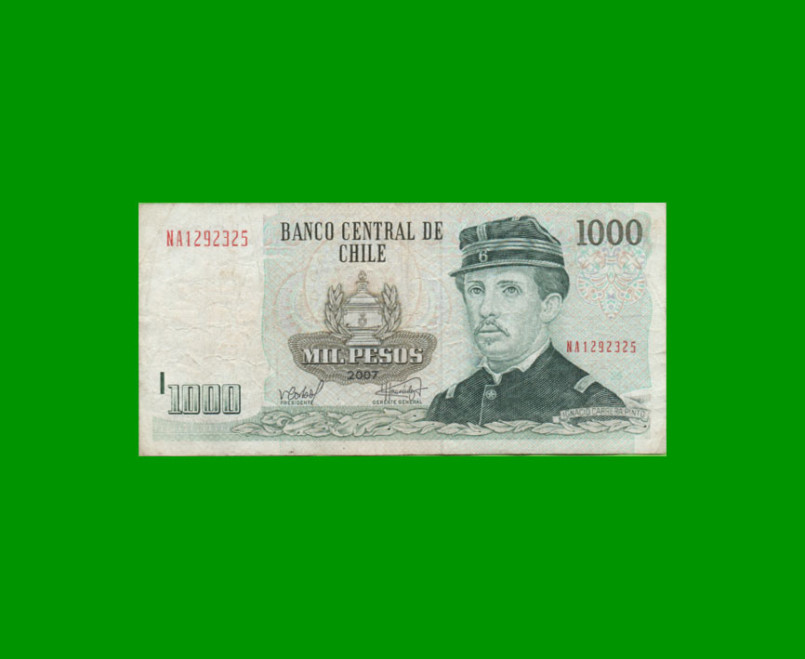 BILLETE DE CHILE $ 1.000,00, PICK 154g, AÑO 2007, ESTADO MUY BUENO- .-