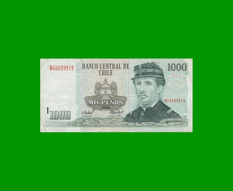 BILLETE DE CHILE $ 1.000,00, PICK 154g, AÑO 2006, ESTADO MUY BUENO.-