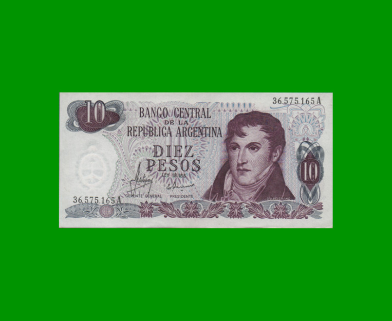 PESOS LEY 18.188 $10,00, BOT 2335, AÑO 1971, ESTADO EXCELENTE.-