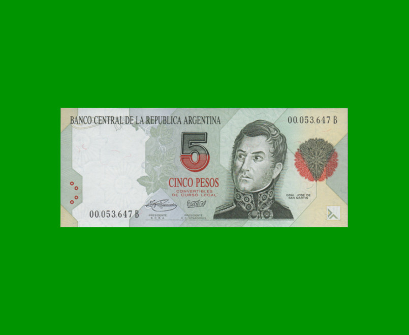 PESOS CONVERTIBLES 1er DISEÑO $5,00, BOT 3029, AÑO 1994, ESTADO EXCELENTE+.-