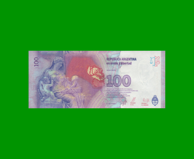 PESOS 3er DISEÑO $100,00, BOT 4326, AÑO 2015, ESTADO SIN CIRCULAR.- - Imagen 2