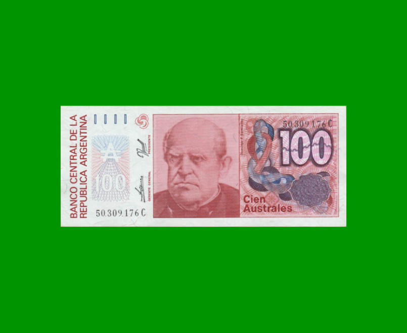 BILLETE DE AUSTRALES, 100 AUSTRALES, BOT 2845, AÑO 1989, ESTADO EXCELENTE+.-