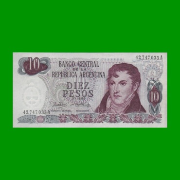 PESOS LEY 18.188 $10,00, BOT 2337, AÑO 1971, ESTADO EXCELENTE.-