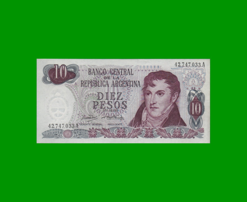 PESOS LEY 18.188 $10,00, BOT 2337, AÑO 1971, ESTADO EXCELENTE.-