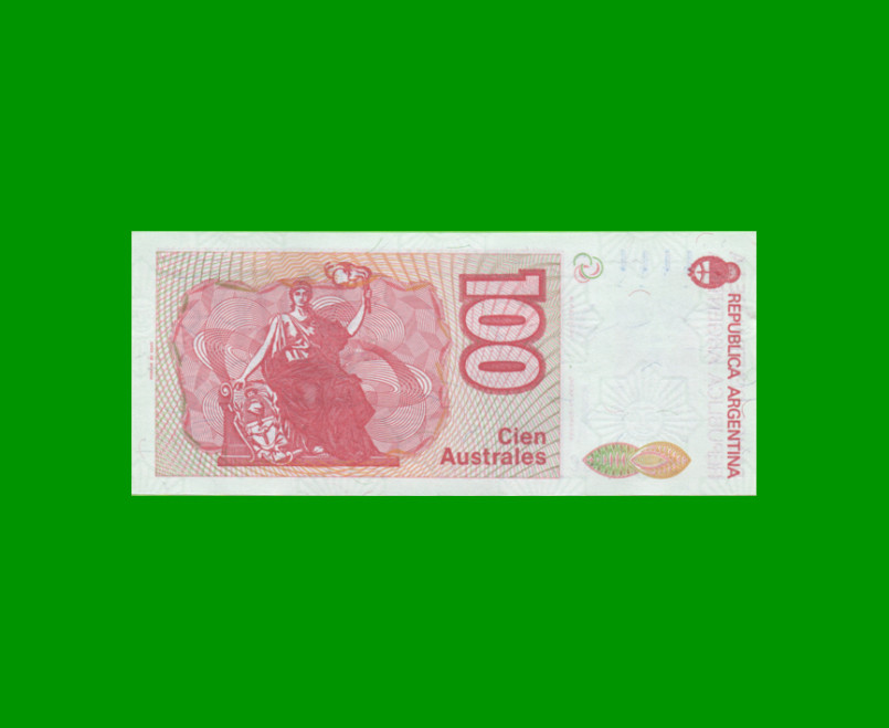 BILLETE DE AUSTRALES, 100 AUSTRALES, BOT 2845, AÑO 1989, ESTADO SIN CIRCULAR.- - Imagen 2