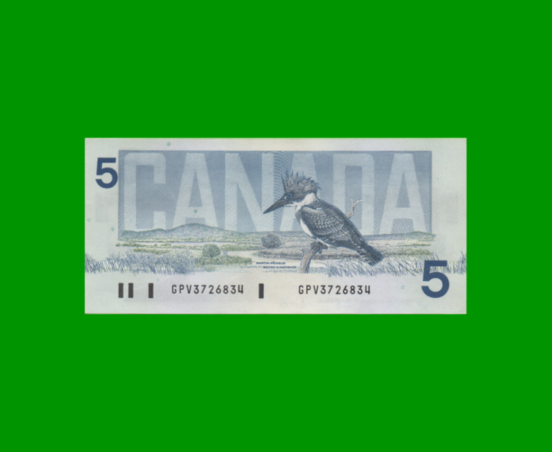 BILLETE DE CANADA 5 DOLARES PICK 95c, AÑO 1986, ESTADO EXCELENTE+.- - Imagen 2