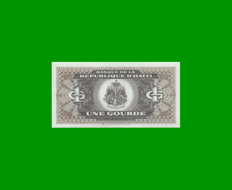 BILLETE DE HAITI 1 GOURDE, PICK 245a, AÑO 1987 ESTADO SIN CIRCULAR.- - Imagen 2