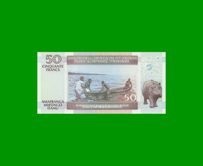 BILLETE DE BURUNDI 50 FRANCOS, PICK 36g, AÑO 2007 ESTADO SIN CIRCULAR.- - Imagen 2