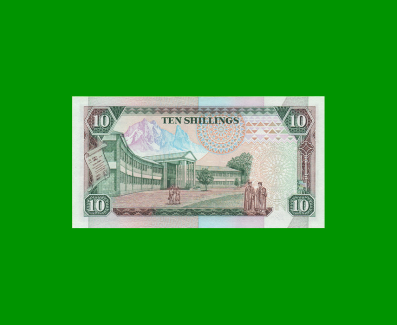 BILLETE DE KENYA 10 SHILINGI,  PICK 24b, AÑO 1990 ESTADO SIN CIRCULAR.- - Imagen 2