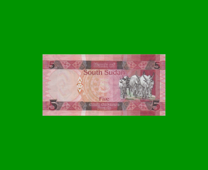 BILLETE DE SUDAN DEL SUR 5 LIBRAS, PICK 11, AÑO 2015 ESTADO SIN CIRCULAR.- - Imagen 2