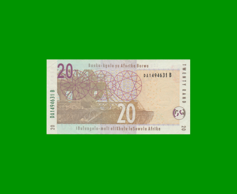 BILLETE DE SUDAFRICA 20 RAND, PICK 124b, ESTADO MUY BUENO+ .- - Imagen 2