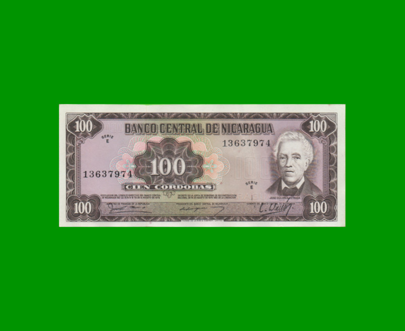 BILLETE DE NICARAGUA 100 CORDOBAS, PICK 132, ESTADO EXCELENTE+.-