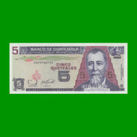 BILLETE DE GUATEMALA 5 QUETZALES, PICK 106b, AÑO 2006 ESTADO SIN CIRCULAR.-