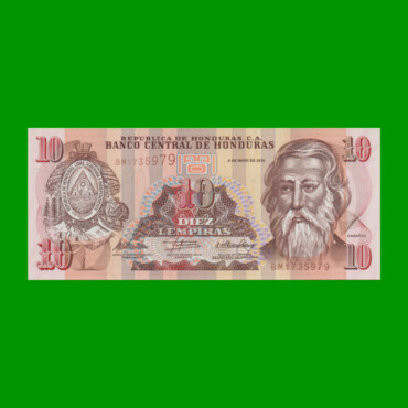 BILLETE DE HONDURAS 10 LEMPIRAS, PICK 86e, AÑO 2010 ESTADO SIN CIRCULAR.-