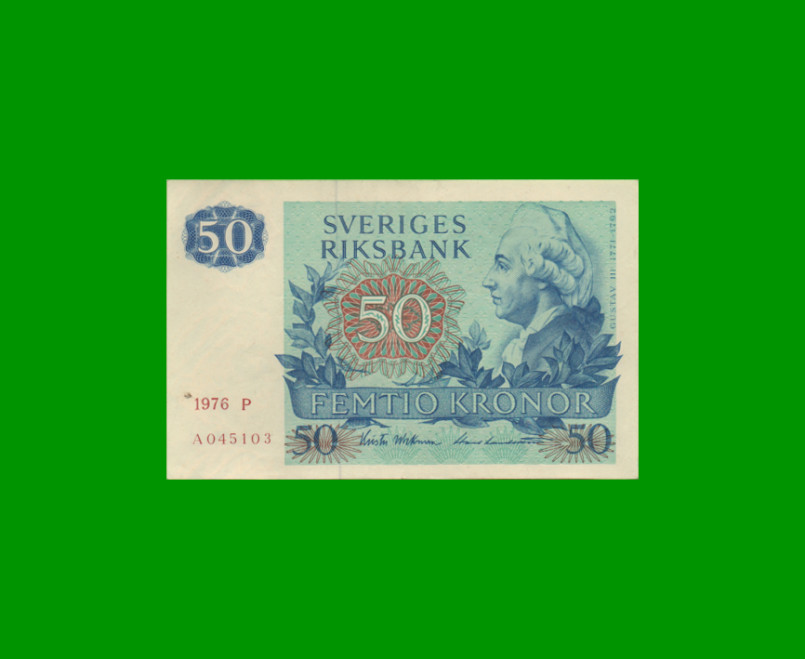 BILLETE DE SUECIA 50 KRONOR, PICK 53b, AÑO 1976 ESTADO EXCELENTE.-