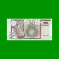 BILLETE DE BURUNDI 50 FRANCOS, PICK 36g, AÑO 2007 ESTADO SIN CIRCULAR.-