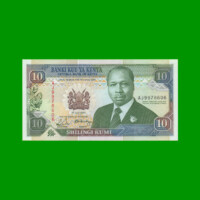 BILLETE DE KENYA 10 SHILINGI,  PICK 24b, AÑO 1990 ESTADO SIN CIRCULAR.-