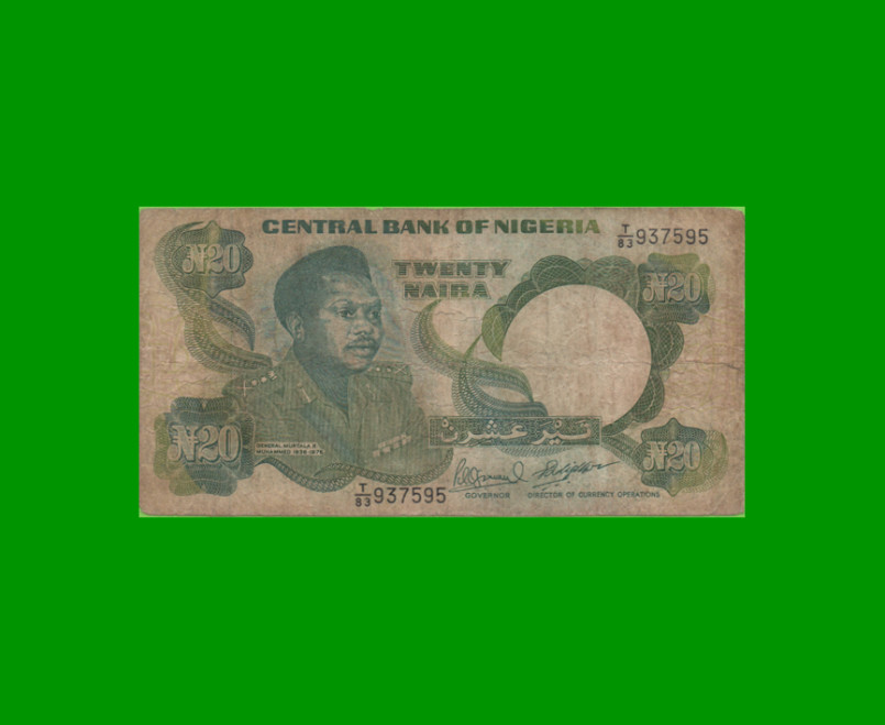 BILLETE DE NIGERIA 20 NAIRA, PICK 26e, AÑO 1984 ESTADO BUENO.-