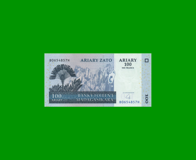 BILLETE DE MADAGASCAR 100 ARIARY, PICK 86b, AÑO 2004 ESTADO SIN CIRCULAR.-