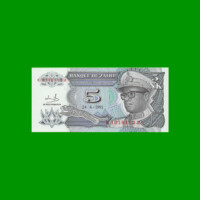 BILLETE DE ZAIRE 5 NUEVO MAKUTA, PICK 48a, AÑO 1993, ESTADO SIN CIRCULAR.-