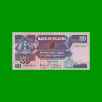 BILLETE DE UGANDA 20 SHILLINGS, PICK 29b, AÑO 1988 ESTADO SIN CIRCULAR.-