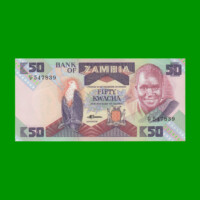 BILLETE DE ZAMBIA 50 KWACHA, PICK 28a, AÑO 1986/1988, ESTADO SIN CIRCULAR.-
