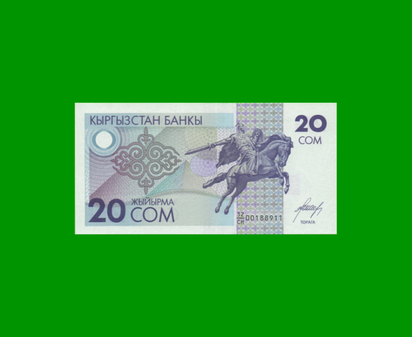 BILLETE DE KYRGISTAN 20 SON, PICK 6, AÑO 1993, ESTADO SIN CIRCULAR.-