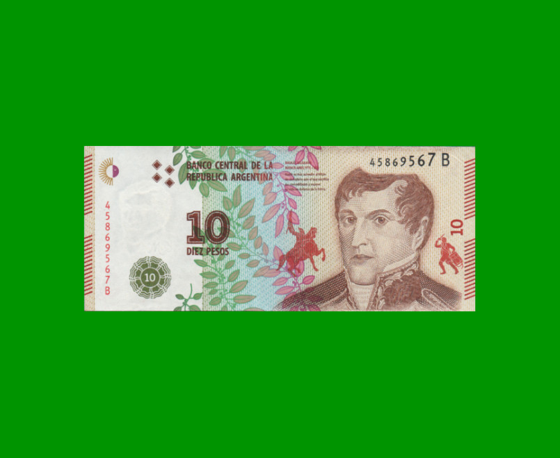 PESOS 3er DISEÑO $10,00, BOT 4002, AÑO 2016, ESTADO EXCELENTE.-