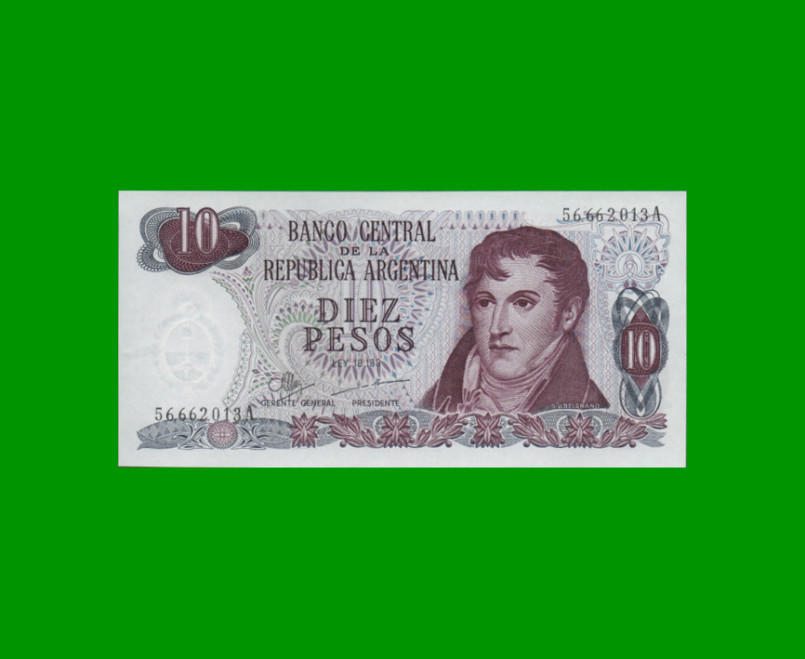 PESOS LEY 18.188 $10,00, BOT 2339, AÑO 1971, ESTADO SIN CIRCULAR.-