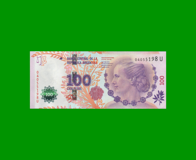 PESOS 3er DISEÑO $100,00, BOT 4327, AÑO 2015, ESTADO EXCELENTE+.-