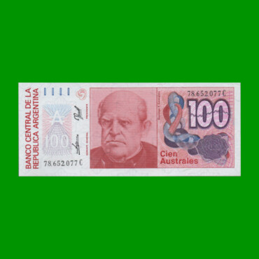 BILLETE DE AUSTRALES, 100 AUSTRALES, BOT 2846, AÑO 1990, ESTADO EXCELENTE+.-