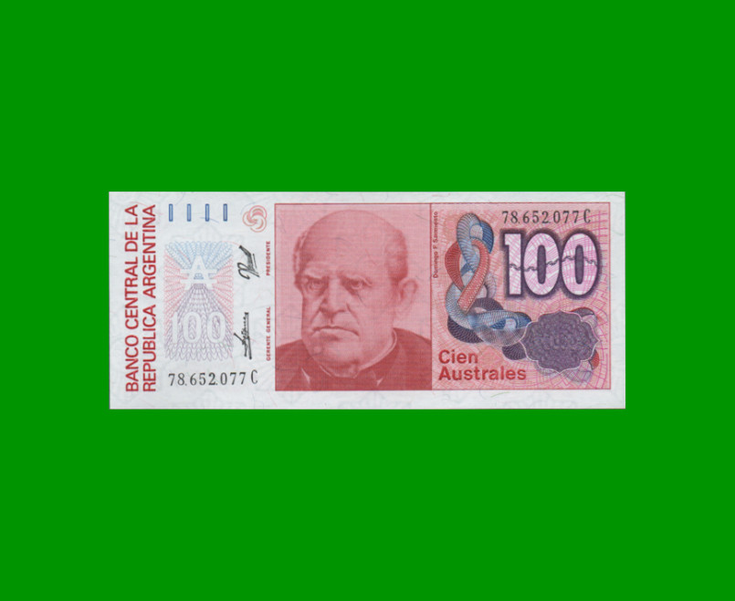 BILLETE DE AUSTRALES, 100 AUSTRALES, BOT 2846, AÑO 1990, ESTADO EXCELENTE+.-