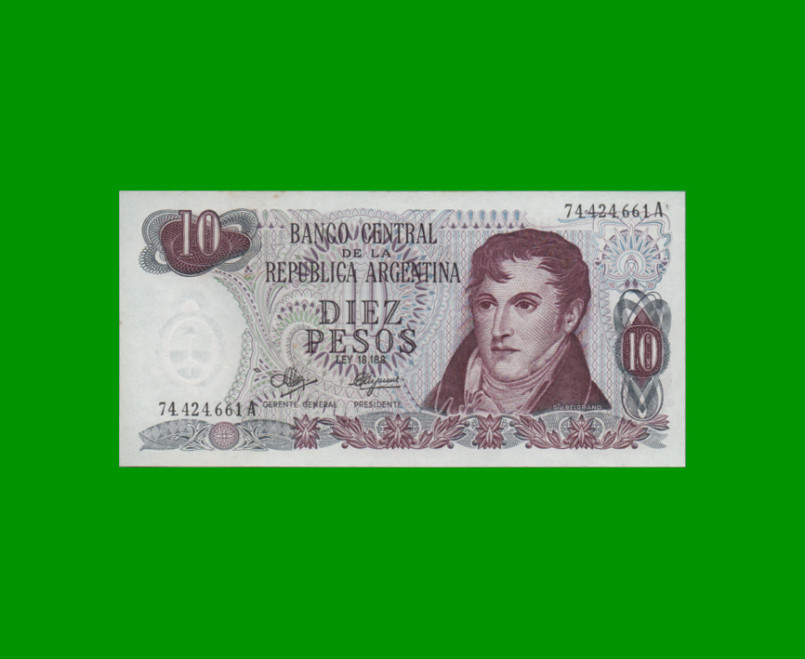 PESOS LEY 18.188 $10,00, BOT 2342, AÑO 1972, ESTADO EXCELENTE.-