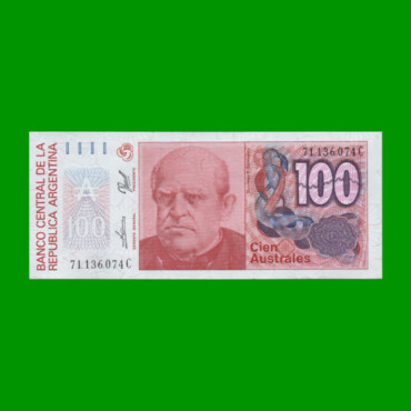BILLETE DE AUSTRALES, 100 AUSTRALES, BOT 2846, AÑO 1990, ESTADO SIN CIRCULAR.-