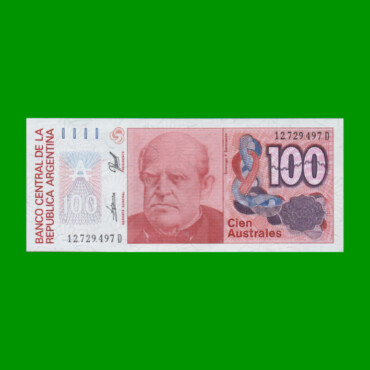 BILLETE DE AUSTRALES, 100 AUSTRALES, BOT 2847, AÑO 1990, ESTADO EXCELENTE+.-