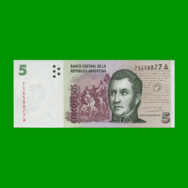 PESOS CONVERTIBLES 2do DISEÑO $5,00, BOT 3301, AÑO 1998, ESTADO SIN CIRCULAR.-