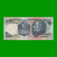 BILLETE DE URUGUAY $50,00 N$ PICK 61c, AÑO 1981, SERIE D, ESTADO MUY BUENO- .-