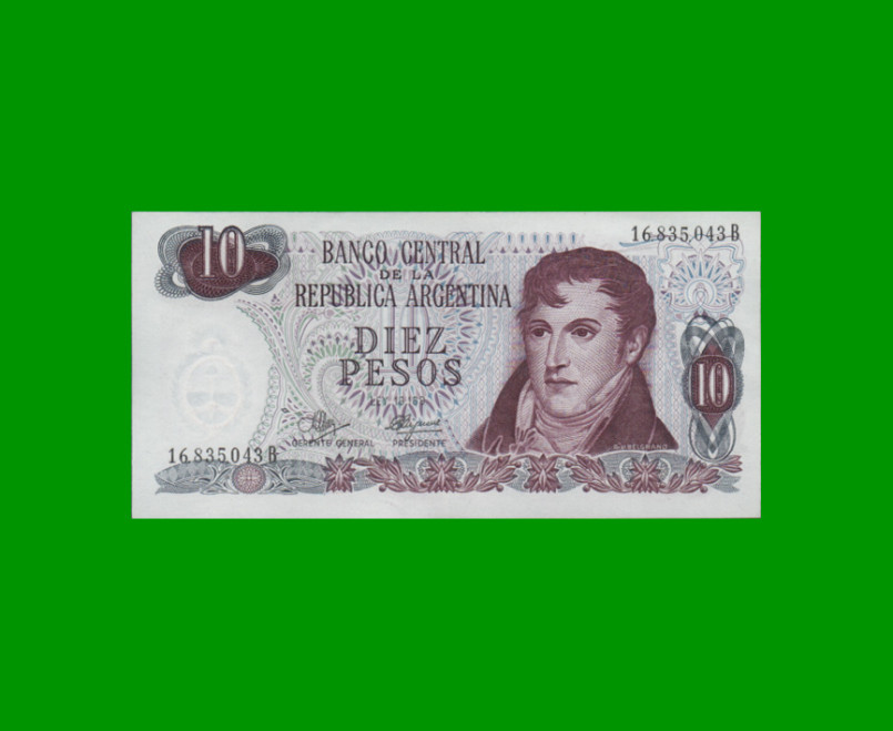 PESOS LEY 18.188 $10,00, BOT 2343, AÑO 1972, ESTADO EXCELENTE+ .-