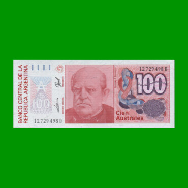 BILLETE DE AUSTRALES, 100 AUSTRALES, BOT 2847, AÑO 1990, ESTADO SIN CIRCULAR.-