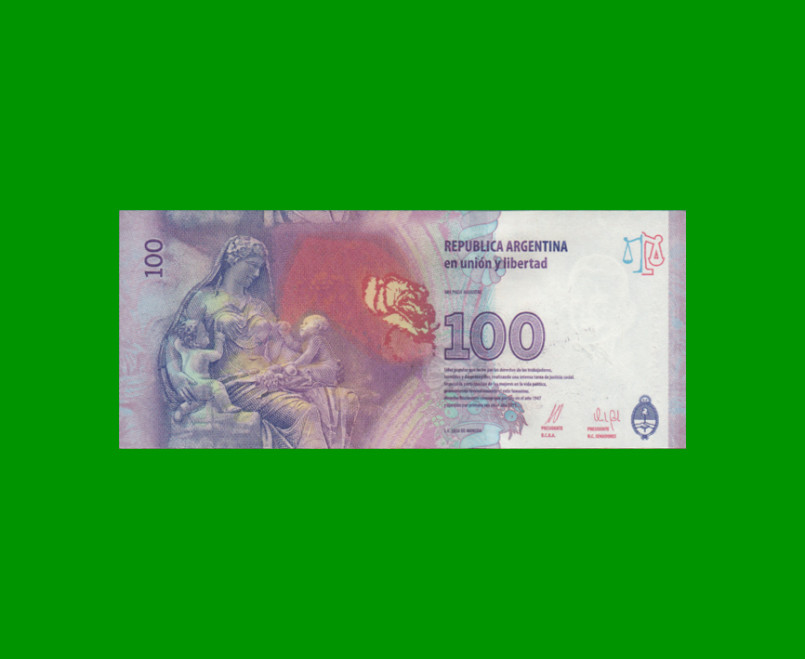 PESOS 3er DISEÑO $100,00, BOT 4331, AÑO 2015, ESTADO EXCELENTE.- - Imagen 2