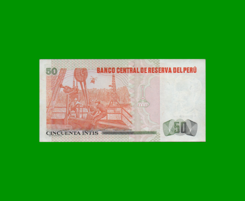 BILLETE DE PERU 50 INTIS, PICK 131b, AÑO 1987, ESTADO SIN CIRCULAR.- - Imagen 2