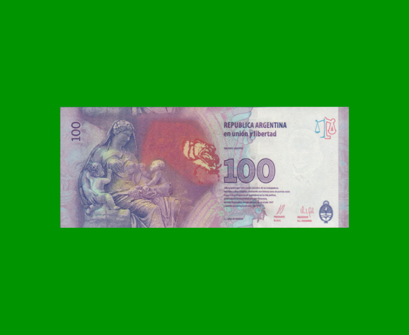 PESOS 3er DISEÑO $100,00, BOT 4331, AÑO 2015, ESTADO EXCELENTE+.- - Imagen 2