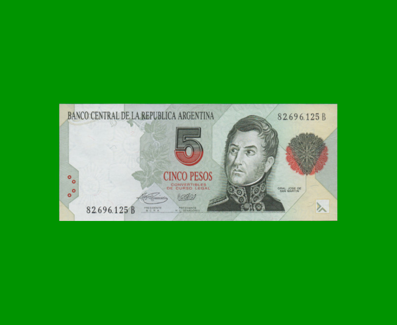 PESOS CONVERTIBLES 1er DISEÑO $5,00, BOT 3031, AÑO 1996, ESTADO EXCELENTE+.-