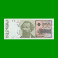 BILLETE DE AUSTRALES, 500 AUSTRALES, BOT 2851, AÑO 1990, ESTADO EXCELENTE.-