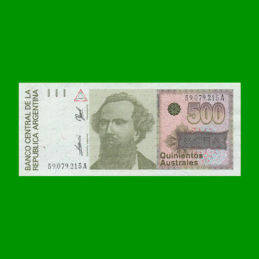 BILLETE DE AUSTRALES, 500 AUSTRALES, BOT 2851, AÑO 1990, ESTADO EXCELENTE.-