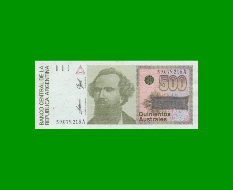 BILLETE DE AUSTRALES, 500 AUSTRALES, BOT 2851, AÑO 1990, ESTADO EXCELENTE.-