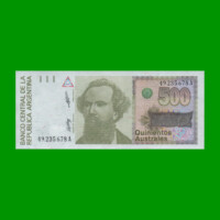 BILLETE DE AUSTRALES, 500 AUSTRALES, BOT 2851, AÑO 1990, ESTADO EXCELENTE+.-