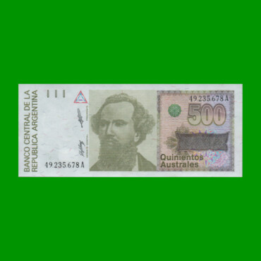 BILLETE DE AUSTRALES, 500 AUSTRALES, BOT 2851, AÑO 1990, ESTADO EXCELENTE+.-