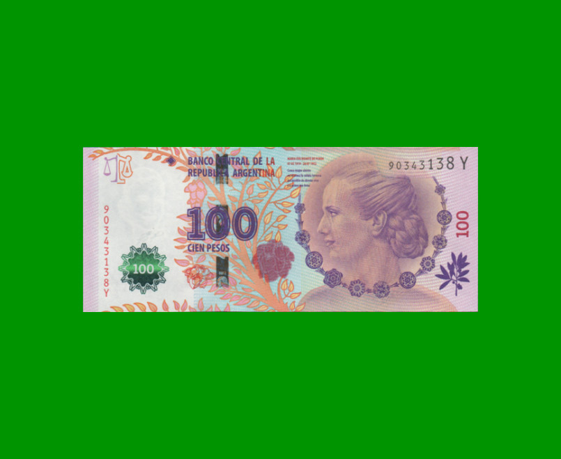 PESOS 3er DISEÑO $100,00, BOT 4331, AÑO 2015, ESTADO SIN CIRCULAR.-