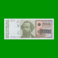 BILLETE DE AUSTRALES, 500 AUSTRALES, BOT 2851, AÑO 1990, ESTADO SIN CIRCULAR.-